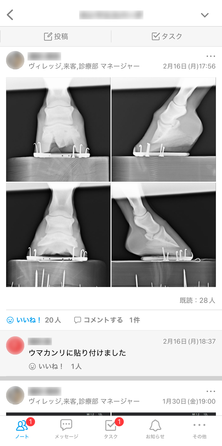 株式会社エクワインレーシング Talknote利用例 ［馬の個別ノート］