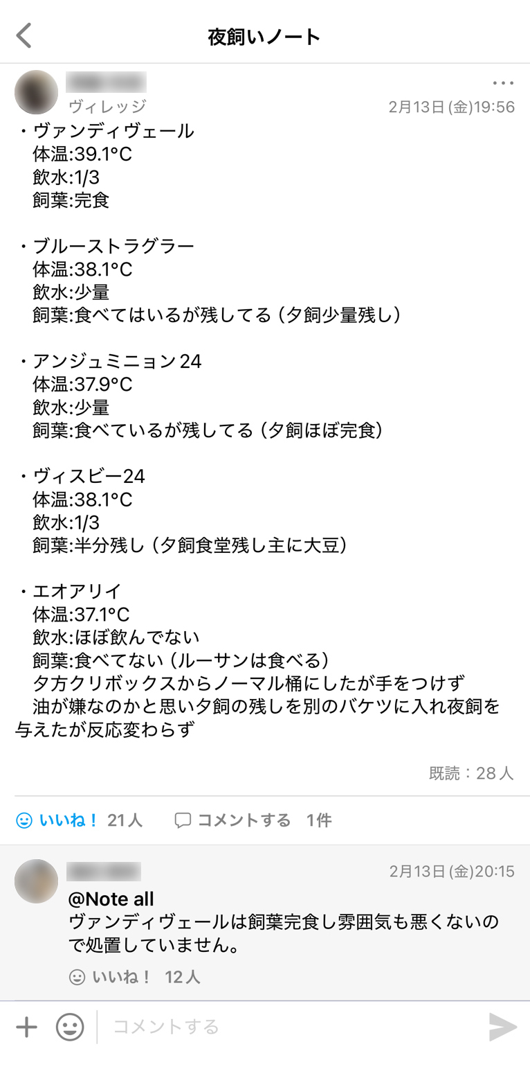株式会社エクワインレーシング Talknote利用例 ［夜飼いノート］