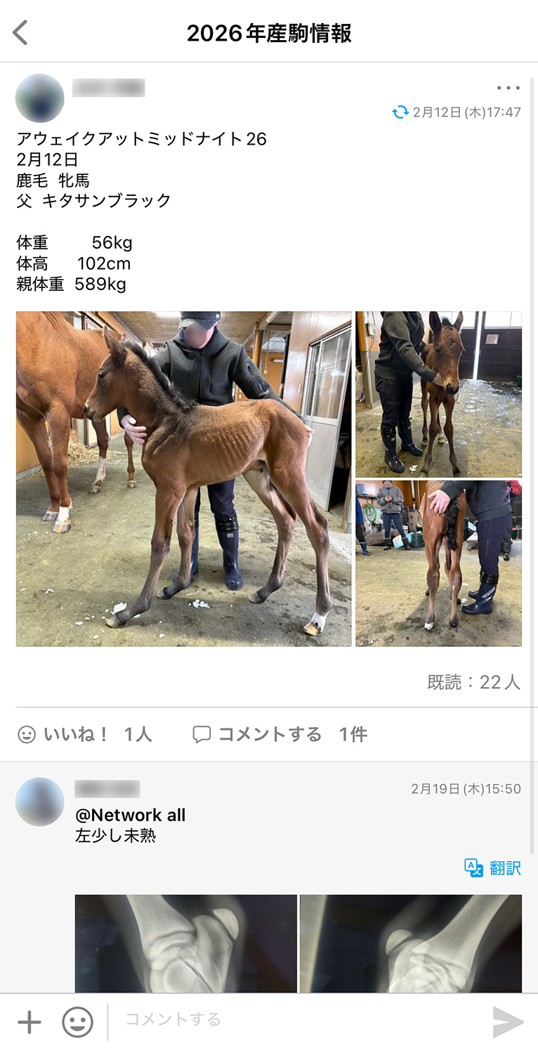 株式会社レイクヴィラファーム Talknote利用例 ［2026年産駒（さんく）情報］