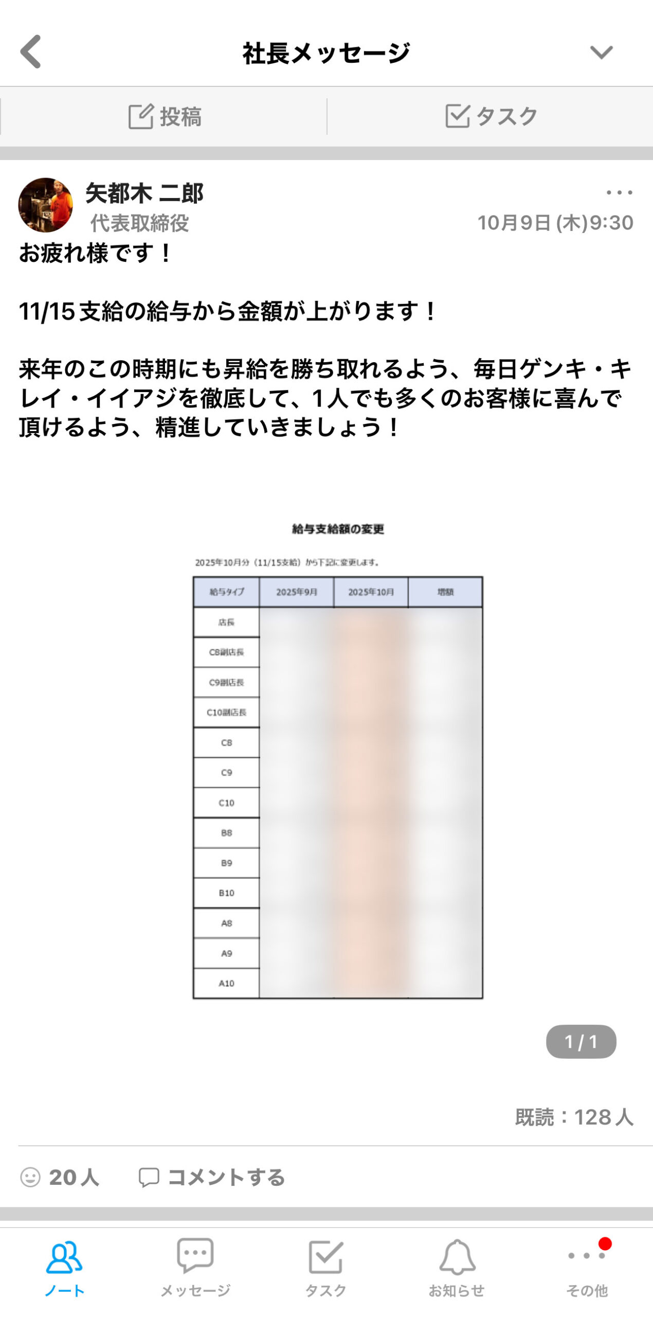 株式会社麺屋武蔵 Talknote利用例 ［社長メッセージ］